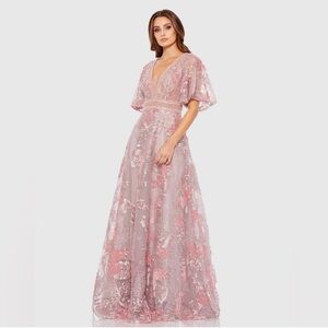 NWT $798 MAC DUGGAL Embroidered BEADED Flounce Sleeve A Line Gown DRESS 20262